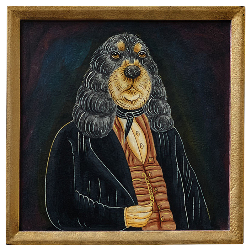 Картина в квадратной раме Chinoiserie Spaniel Dog Portrait Мульти Золотой Картина в квадратной раме Chinoiserie Spaniel Dog Portrait Мульти Золотой в Костроме | Loft Concept
