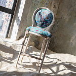 Барный стул из массива бука с изображением птиц и цветов Turquoise Beige Chinoiserie Garden Chair варинант исполнения - 7 | Loft Concept в Костроме