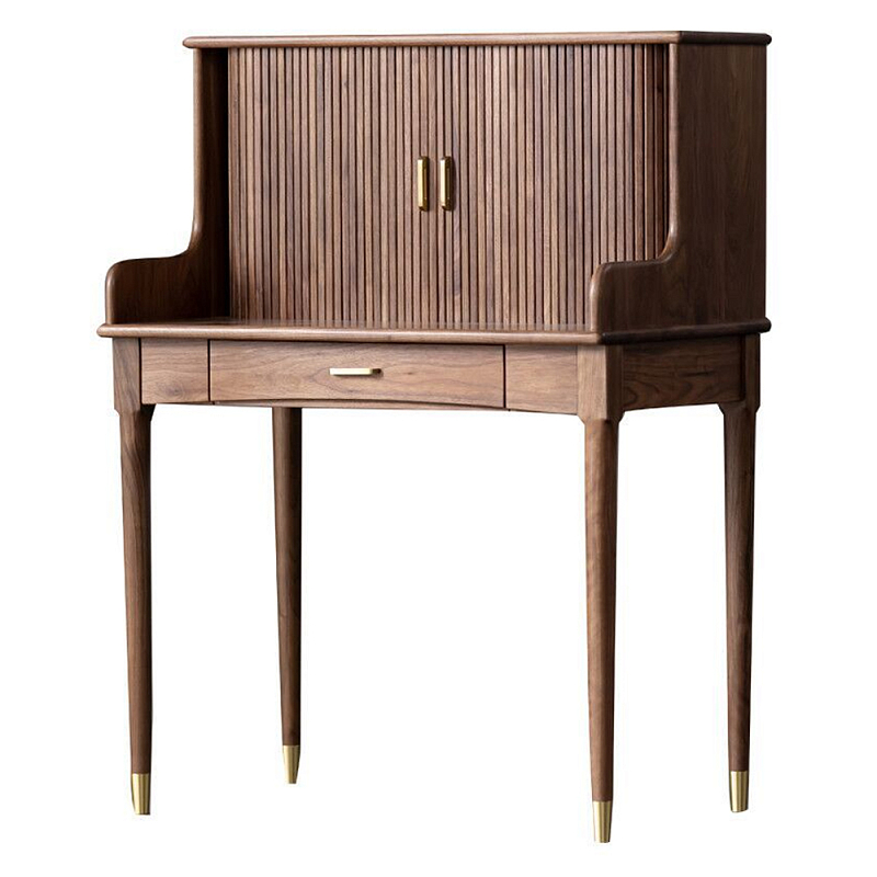 Туалетный стол деревянный с ящиком и зеркалом Moon Walnut Furniture Орех Туалетный стол деревянный с ящиком и зеркалом Moon Walnut Furniture Орех в Костроме | Loft Concept