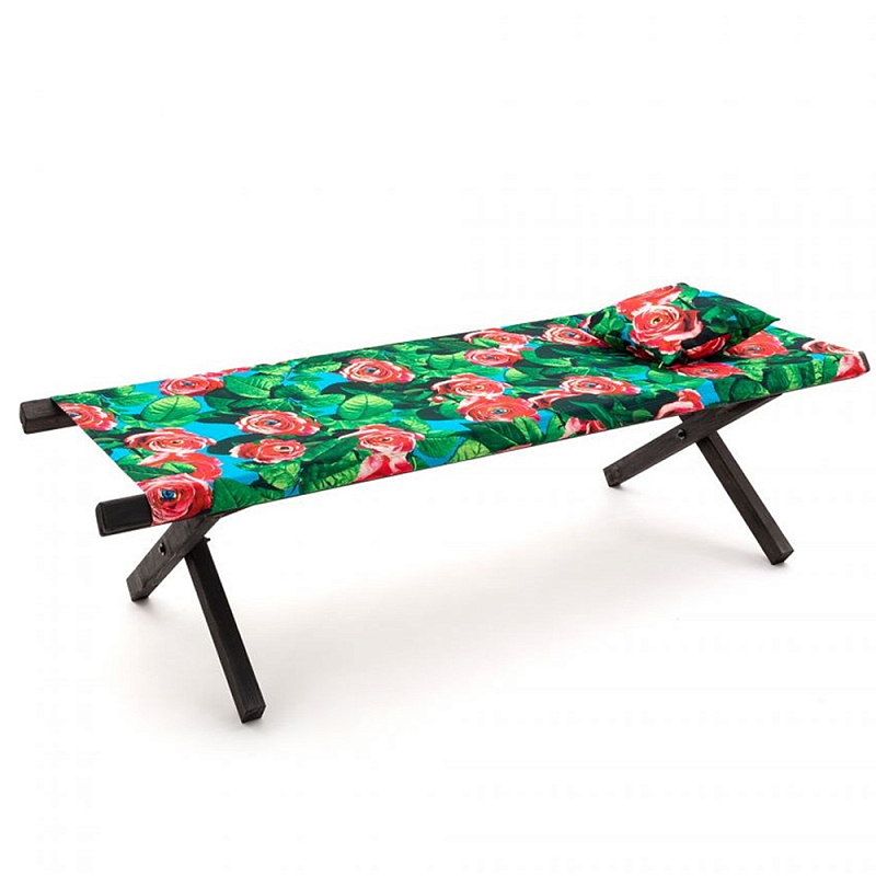 Шезлонг Seletti Poolbed Roses Черный Розовый Зеленый Шезлонг Seletti Poolbed Roses Черный Розовый Зеленый в Костроме | Loft Concept