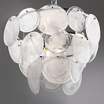 Люстра из белых стеклянных дисков на серебрянном каркасе White Glowing Reflectors варинант исполнения - 7 | Loft Concept в Костроме