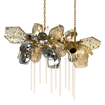 Люстра подвесная с 22-мя гранёными стеклянными плафонами с вертикальными подвесками Gilded Mirage  варинант исполнения - 1 | Loft Concept в Костроме