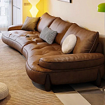 Диван кожаный с каркасом из массива дерева Medieval Furniture варинант исполнения - 4 | Loft Concept в Костроме