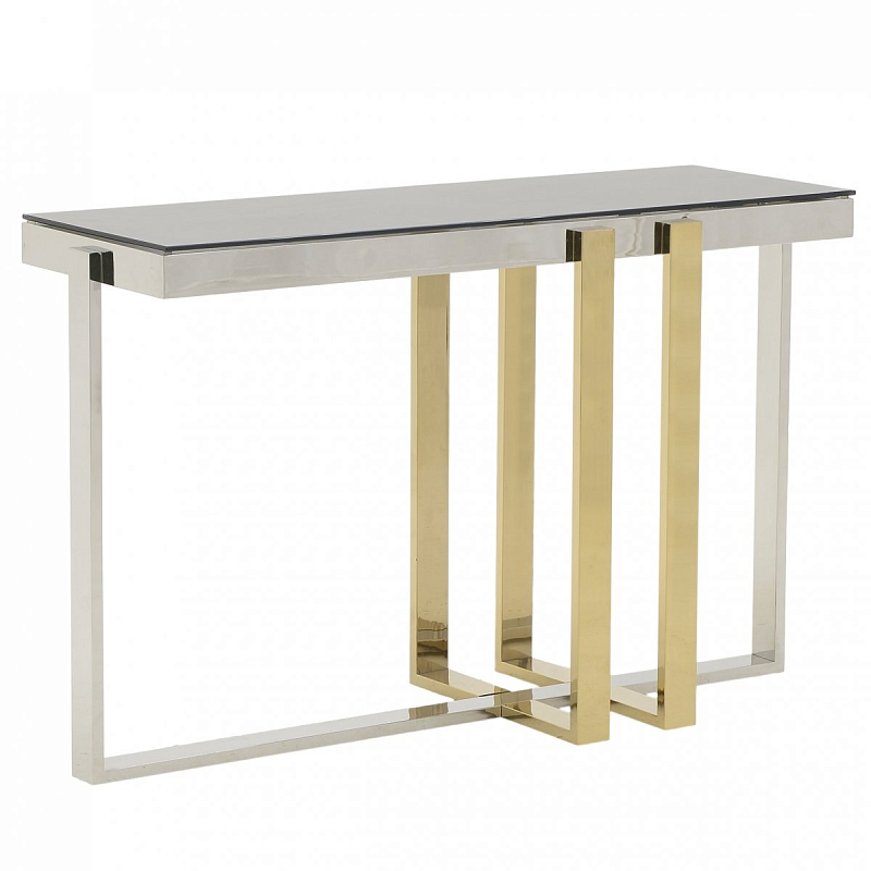 Консоль Geometry Console Черный Глянцевое золото Нержавеющая сталь Консоль Geometry Console Черный Глянцевое золото Нержавеющая сталь в Костроме | Loft Concept