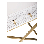 Приставной столик с выдвижным ящиком  White Table Carved Pattern варинант исполнения - 5 | Loft Concept в Костроме