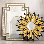 Зеркало-солнце в раме золотого и черного цвета Rays of Peace варинант исполнения - 3 | Loft Concept в Костроме