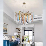 Люстра на подвесе с каркасом из металла и цветными подвесками из стекла Droplet Chandelier варинант исполнения - 1 | Loft Concept в Костроме