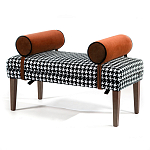 Банкетка Banquette PIED DE POULE Orange с принтом гусиная лапка Оранжевые валики варинант исполнения - 3 | Loft Concept в Костроме