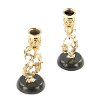 Подсвечники бронзовые на подставке из натурального камня нефрит Stone Candlestick варинант исполнения - 2 | Loft Concept в Костроме