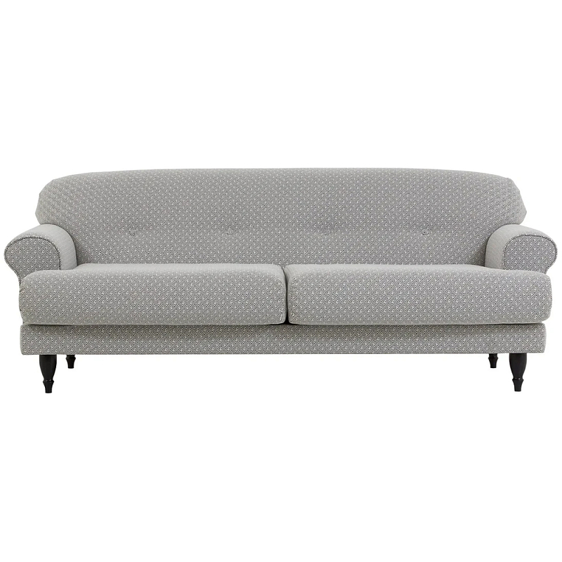 Трехместный диван Garner Grey Ornament Sofa Серый Белый в Костроме | Loft Concept 