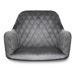 Барный стул со спинкой и подлокотниками на 4-х деревянных ножках Douglas Rhombus Серый Велюр варинант исполнения - 3 | Loft Concept в Костроме