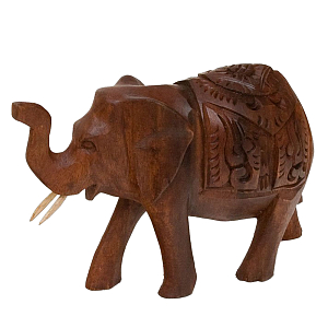 Статуэтка из дерева суар в виде слона в традиционном облачении Little Elephant