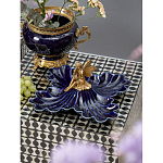 Менажница темно-синяя фарфоровая с бронзовой фигуркой ангела Eden Garden варинант исполнения - 2 | Loft Concept в Костроме