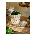 Кашпо с растительным и животным орнаментом на бронзовых ножках Turquoise Blooming Garden варинант исполнения - 8 | Loft Concept в Костроме