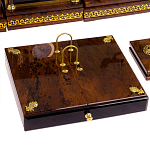 Настольный письменный набор с часами из природного камня обсидиана Royal Set варинант исполнения - 4 | Loft Concept в Костроме