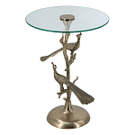 Столик с круглой стеклянной столешницей и корпусом в виде двух павлинов на ветке Table Two Peacocks варинант исполнения - 1 | Loft Concept в Костроме