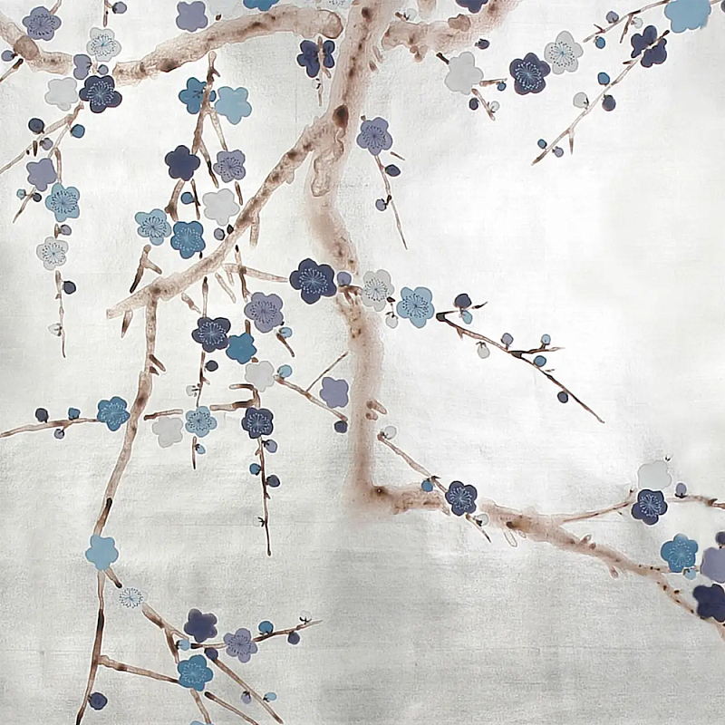 Обои ручная роспись Plum Blossom Hokusai on Tarnished Silver gilded paper Обои ручная роспись Plum Blossom Hokusai on Tarnished Silver gilded paper в Костроме | Loft Concept