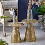 Журнальный столик с конусообразной основой и текстурной поверхностью золотого цвет Ethnic Metal варинант исполнения - 5 | Loft Concept в Костроме