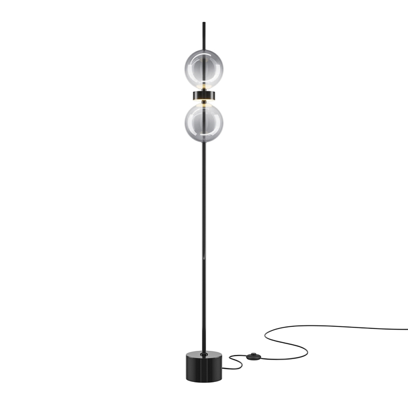 Напольный торшер светодионый Double Moon 3000К 15Вт Дымчатый (Smoke) Черный в Костроме | Loft Concept 