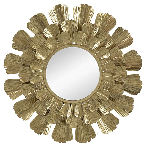 Зеркало круглое настенное в металлической раме Sunny Golden Petals