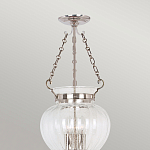 Подвесной светильник цвета никель с прозрачным ребристым стеклянным плафоном в классическом стиле Elstead Lighting варинант исполнения - 3 | Loft Concept в Костроме