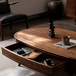 Кофейный стол овальный из дерева с 2-мя ящиками Coffee Walnut Table варинант исполнения - 7 | Loft Concept в Костроме