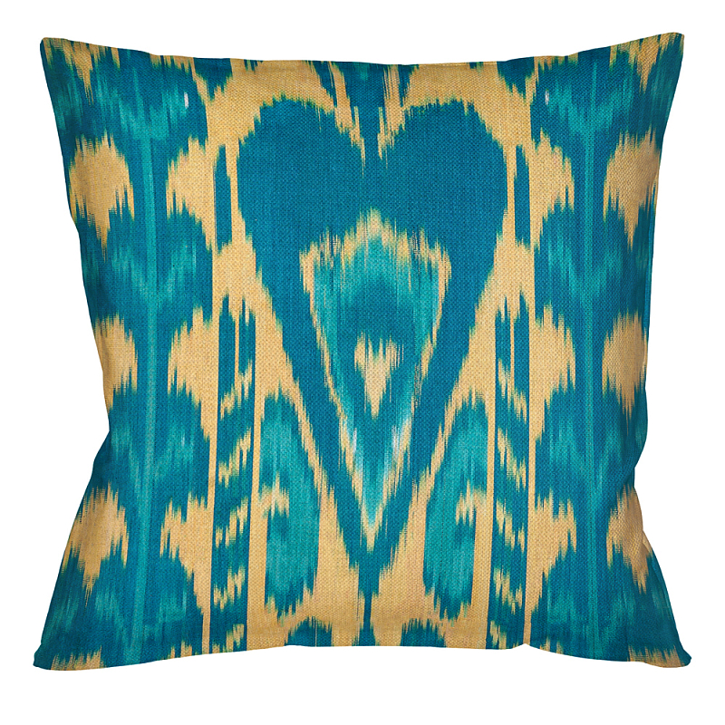 Подушка декоративная бирюзовое сердце Ikat Pattern Бирюзовый Бежевый Подушка декоративная бирюзовое сердце Ikat Pattern Бирюзовый Бежевый в Костроме | Loft Concept