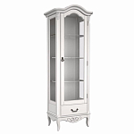 Витрина белая однодверная из массива бука с 4-мя полками и ящиком White Provence варинант исполнения - 1 | Loft Concept в Костроме