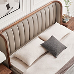 Кровать двуспальная с мягким изголовьем Moon Walnut Bed варинант исполнения - 5 | Loft Concept в Костроме