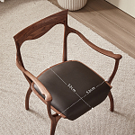 Стул деревянный с мягким сиденьем из коричневой натуральной кожи Moon Walnut Furniture варинант исполнения - 10 | Loft Concept в Костроме