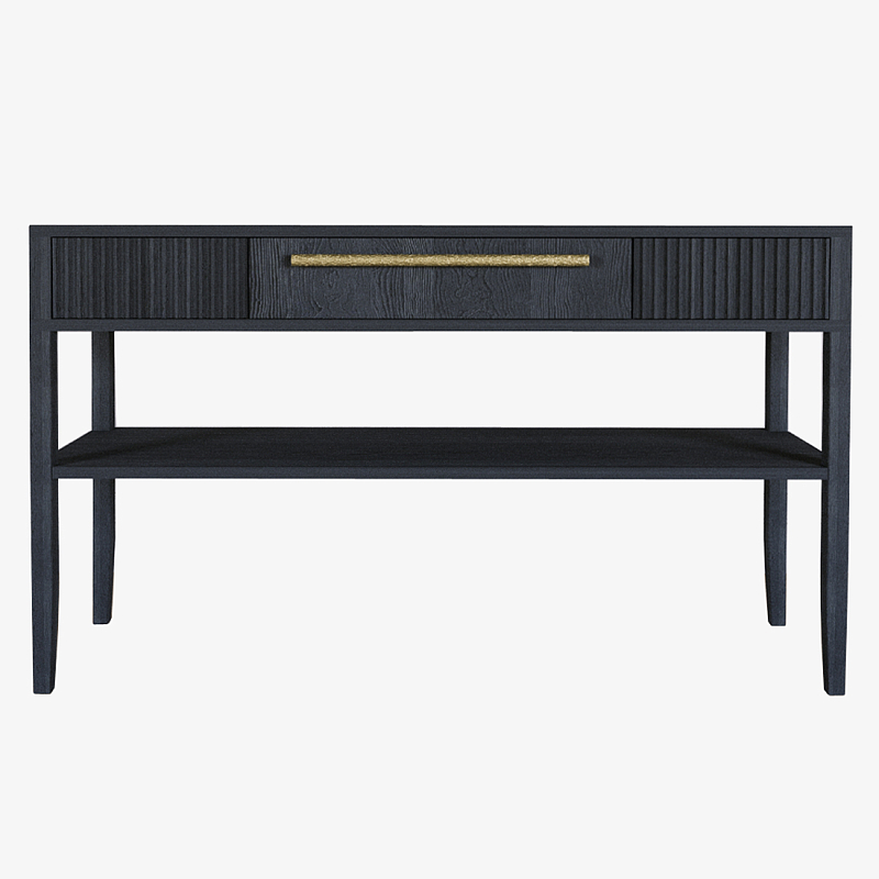 Дизайнерская Консоль с полкой и ящиком Primo Черный дуб Черный Золотой в Костроме | Loft Concept 