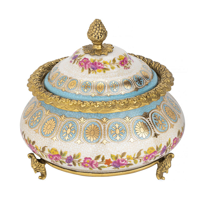 Шкатулка фарфоровая с цветочной росписью Eden Garden Бронза Мульти в Костроме | Loft Concept 