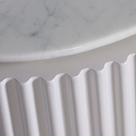 Тумбочка белая овальная с мраморной столешницей Thoroughbass варинант исполнения - 3 | Loft Concept в Костроме