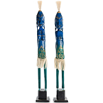 Комплект из 2-х деревянных статуэток Asmat Statuettes Blue Green варинант исполнения - 1 | Loft Concept в Костроме
