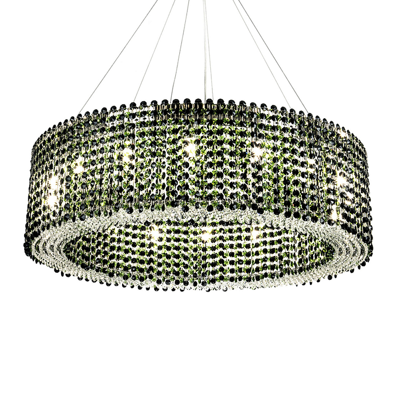 Круглая люстра с хрустальными подвесками Crystal Art Chrome Green Chandelier 12 Хром Зеленый Черный в Костроме | Loft Concept 