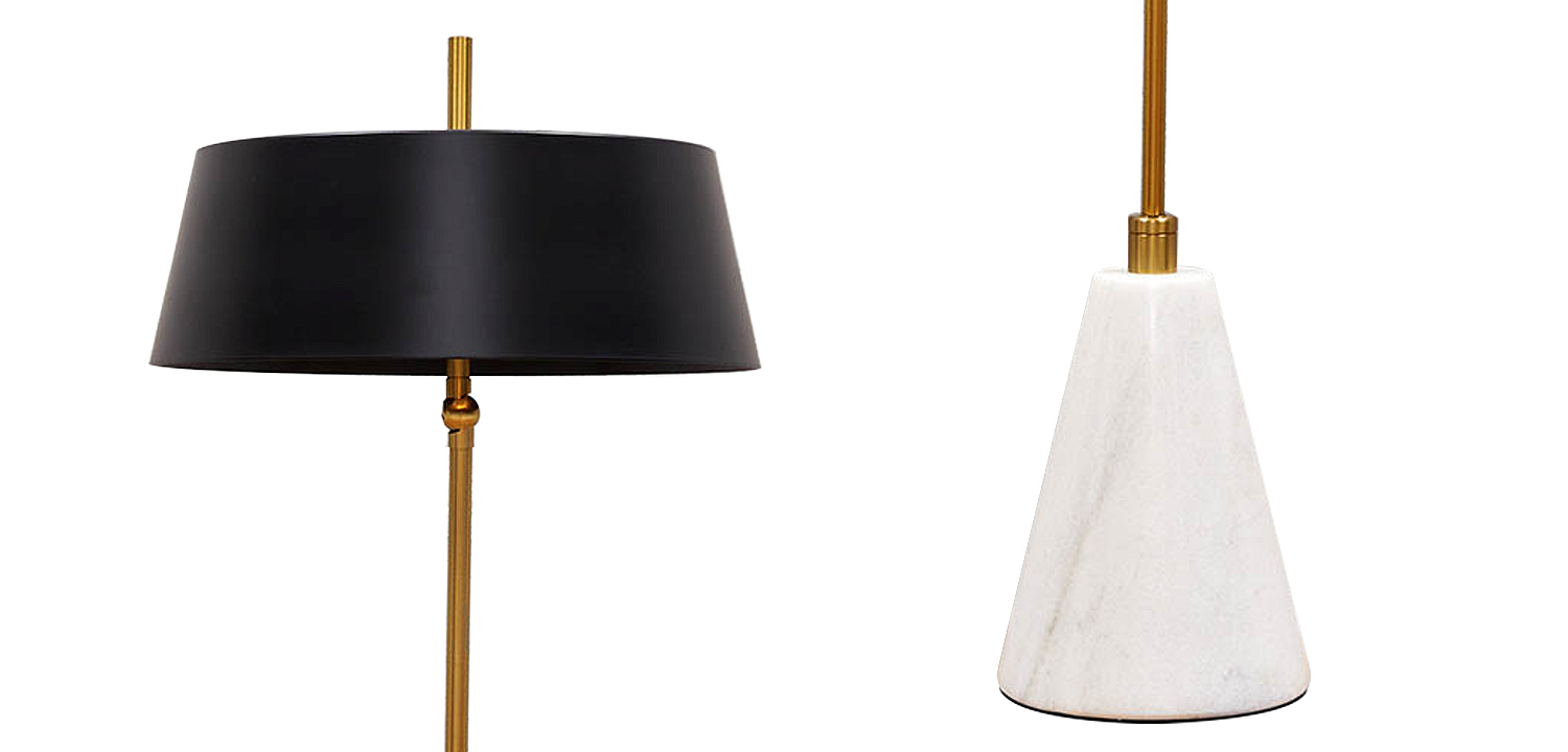 Настольная лампа с черным металлическим абажуром Dominique Table Lamp Настольная лампа с черным металлическим абажуром Dominique Table Lamp - Loft-Concept в Костроме
