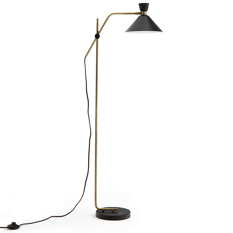 Торшер с поворотным плафоном Davy Brass Floor Lamp Черный Латунь Торшер с поворотным плафоном Davy Brass Floor Lamp Черный Латунь в Костроме | Loft Concept