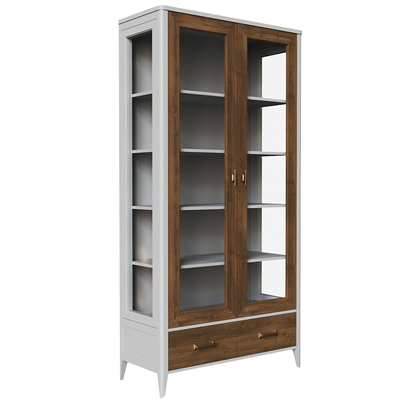 Витрина из массива бука двухдверная Tasteful Furniture Слоновая кость Дуб темный Прозрачное Стекло Витрина из массива бука двухдверная Tasteful Furniture Слоновая кость Дуб темный Прозрачное Стекло в Костроме | Loft Concept