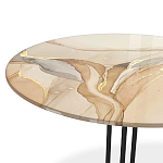 Стол журнальный круглый с бежевой столешницей из стекла Beige Marble варинант исполнения - 3 | Loft Concept в Костроме