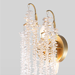 Бра с хрустальными прозрачными подвесками и круглым основанием золотого цвета FAIRYTREE Light варинант исполнения - 3 | Loft Concept в Костроме