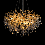 Люстра подвесная с прозрачными стеклянными подвесками в форме капель Диаметр 80 см Droplet Chandelier варинант исполнения - 15 | Loft Concept в Костроме