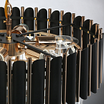 Люстра из черного металла с многоярусными подвесками из прозрачного хрусталя на золотой цепи Empire Black Chandelier Crystal варинант исполнения - 11 | Loft Concept в Костроме