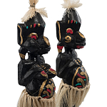 Комплект из 2-х деревянных статуэток Asmat Straw Headdress Statuettes Multicolor варинант исполнения - 5 | Loft Concept в Костроме