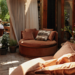 Кушетка круглая с обивкой из велюра коричневая Milky Brown Chair варинант исполнения - 8 | Loft Concept в Костроме