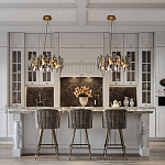 Люстра подвесная круглая с овальными подвесками из стекла дымчатого цвета Harlow Crystal Round варинант исполнения - 6 | Loft Concept в Костроме