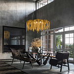 Люстра круглая подвесная с металлическими дугами и длинными цепочками 80 см Atlantis Chain варинант исполнения - 17 | Loft Concept в Костроме