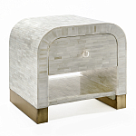 Тумбочка прикроватная с ящиком Tofino White Bone Inlay  Bedside Cabinet   варинант исполнения - 3 | Loft Concept в Костроме