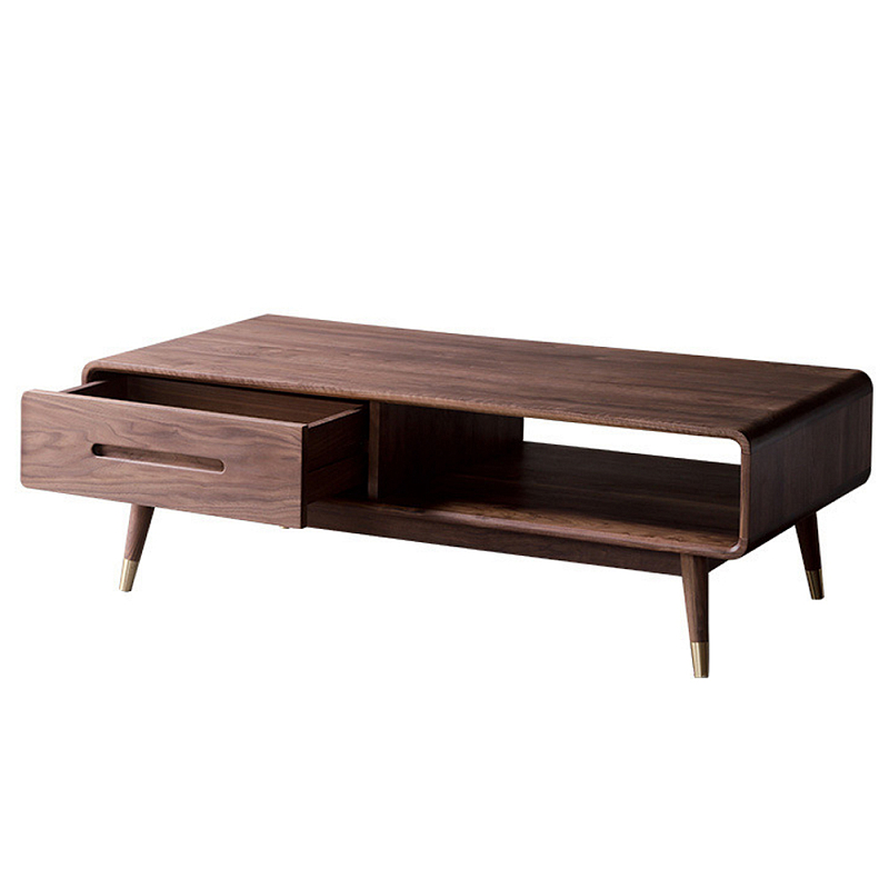 Кофейный стол из дерева с ящиком и нишей для хранения Coffee Walnut Table Орех в Костроме | Loft Concept 