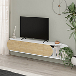 ТВ-тумба подвесная белая с полкой и откидной дверцей цвета древесины TONE TV STAND WHITE варинант исполнения - 2 | Loft Concept в Костроме