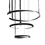 Люстра подвесная с 3-мя кольцами из кожаных ремней черного цвета Half Ring Horizontal  варинант исполнения - 1 | Loft Concept в Костроме